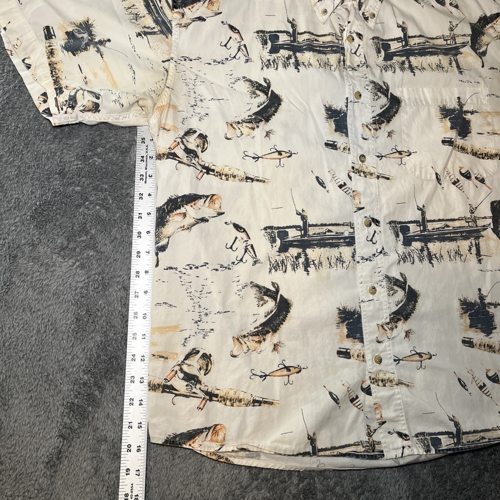 VTG Reel Legends Men's Button Down Short Sleeve Fishing Hawaiian Shirt SZ L - Picture 5 of 15